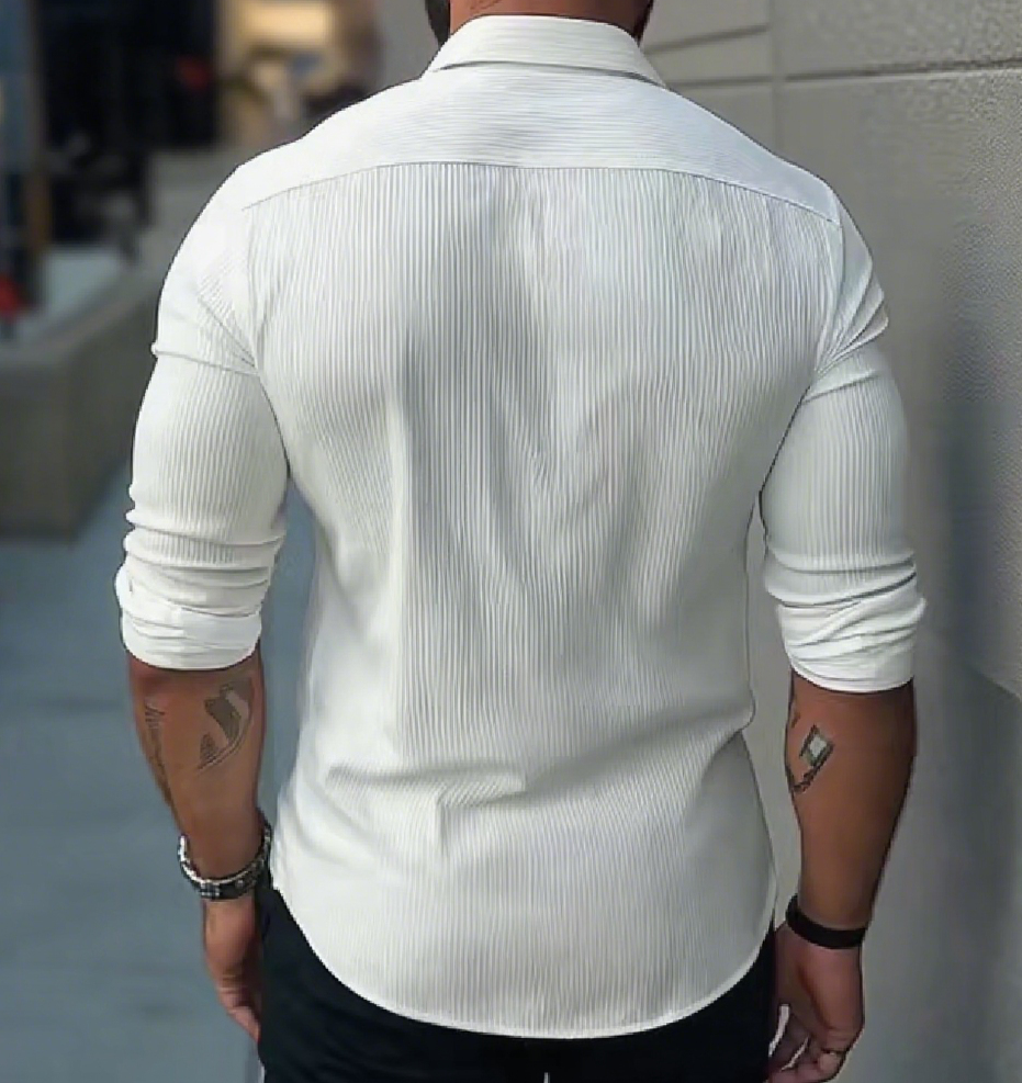 【24-hour shipping out】Men's Solid Color Stand Collar Long Sleeve Casual Shirt 02801063Z