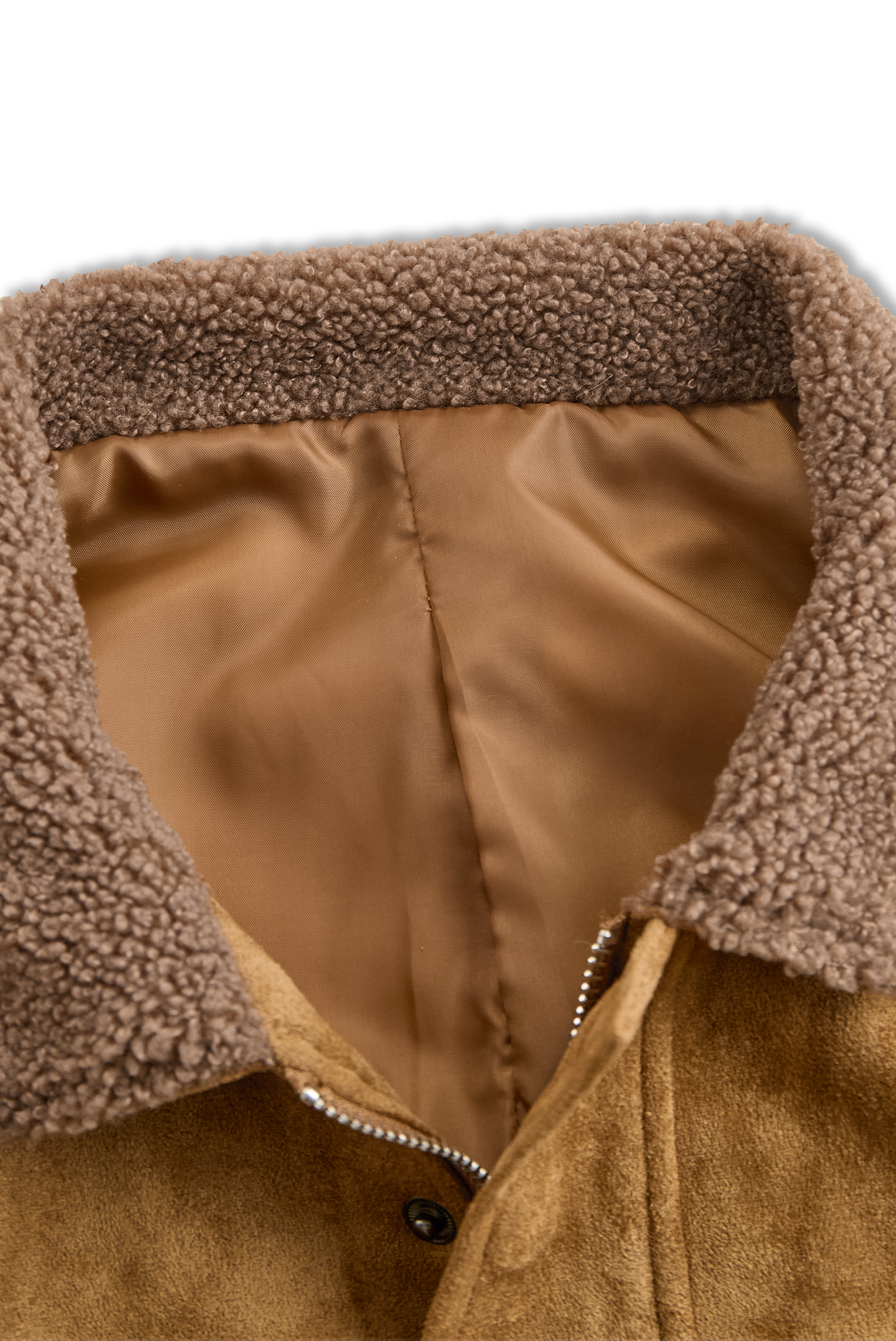 Men's Vintage Suede Fleece Collar Patchwork Multi-Pocket Zipper Coat 99704034M