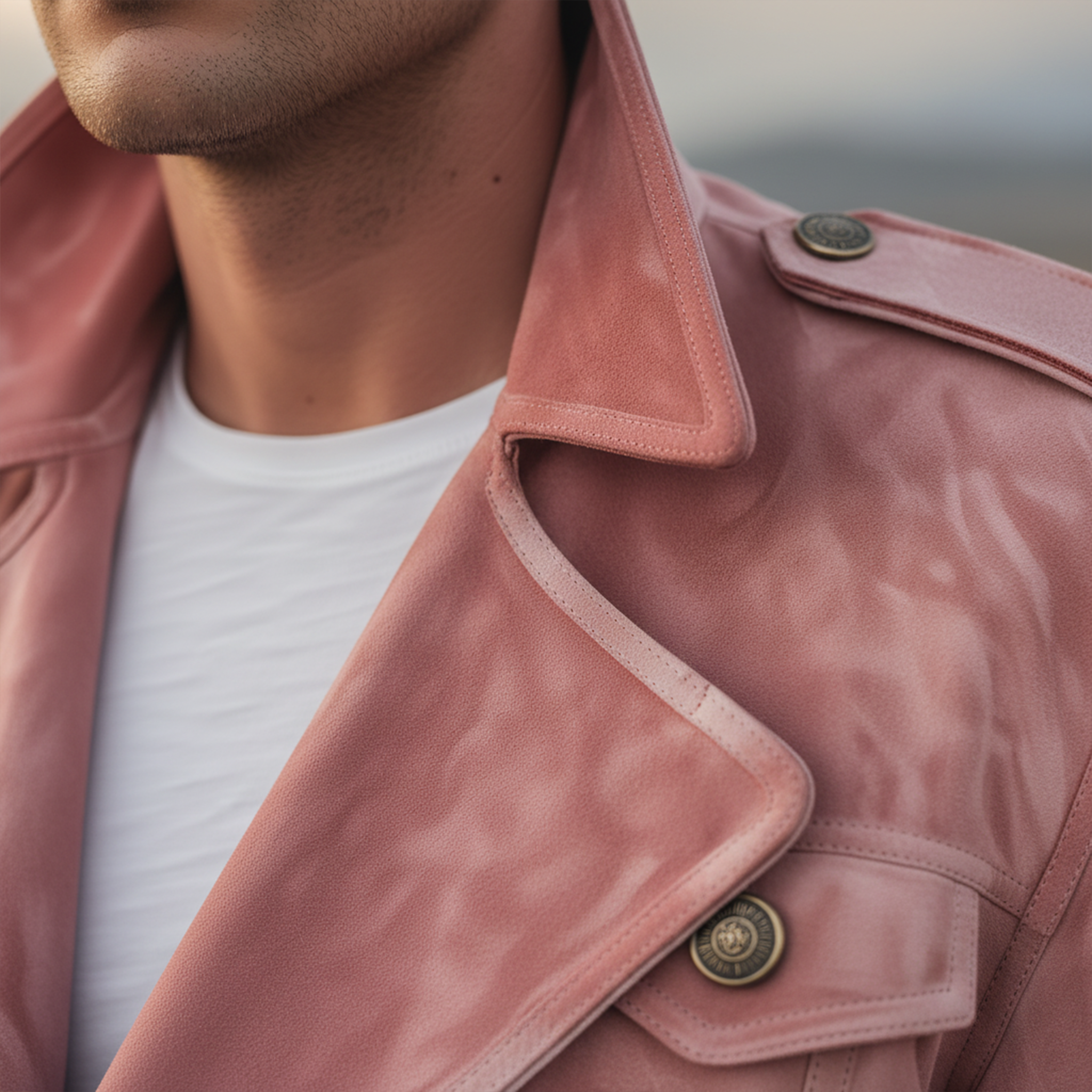 Men's Classic Retro Western Style Lapel Suede Epaulette Double-breasted Jacket MTA0801H7K