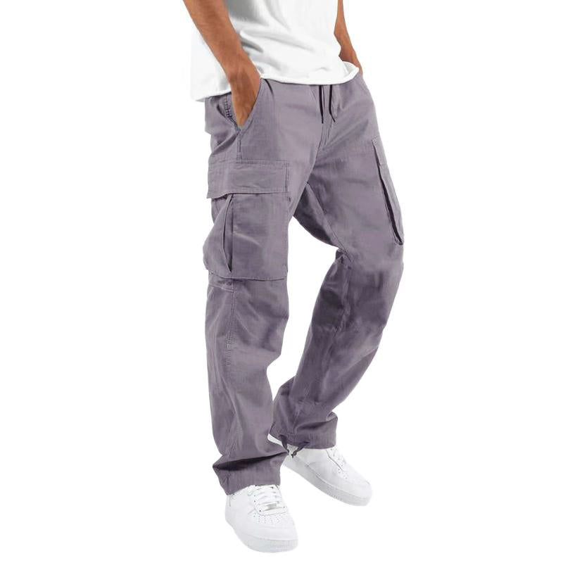 Men's Casual Drawstring Multi-pocket Cotton Blend Cargo Pants 97400513M