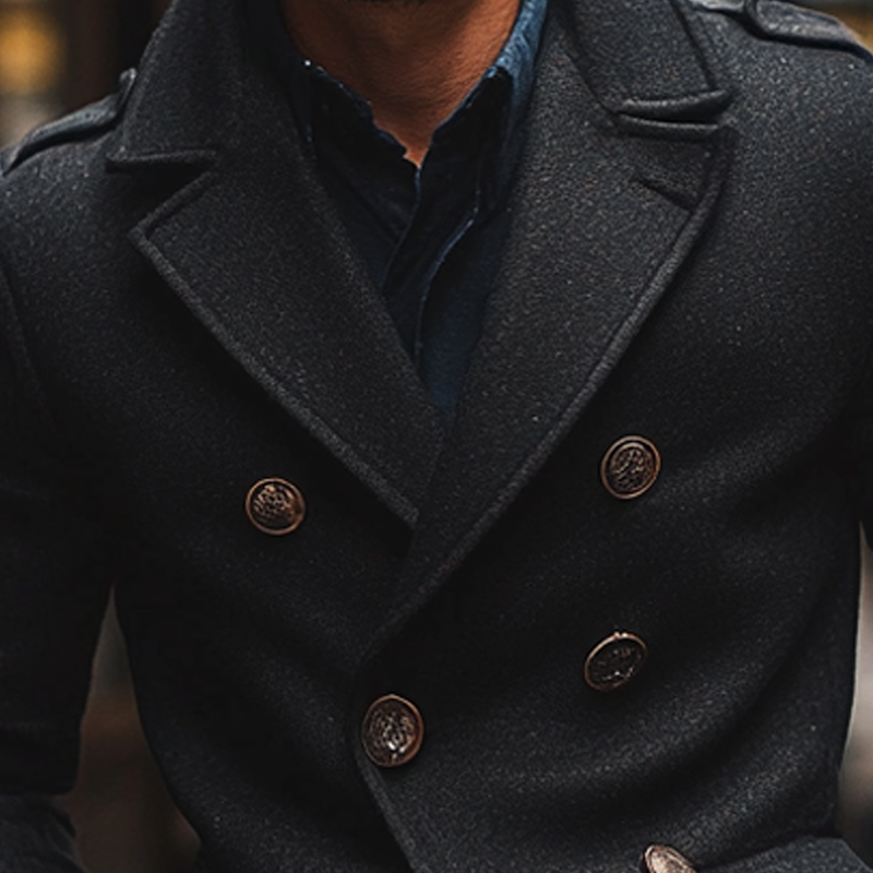 Men's Casual Blended Faux Wool Double-breasted Lapel Jacket MTA2860I4X